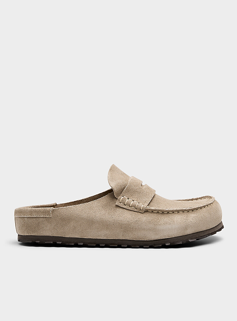 Birkenstock: Le fl&acirc;neur en su&egrave;de Naples Wrapped Homme Taupe pour homme