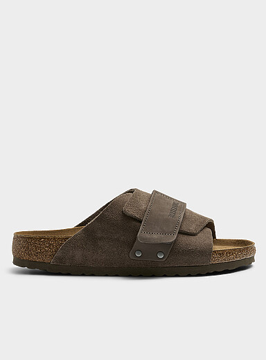 Birkenstock: La sandale Kyoto su&egrave;de gris Homme Gris pour homme