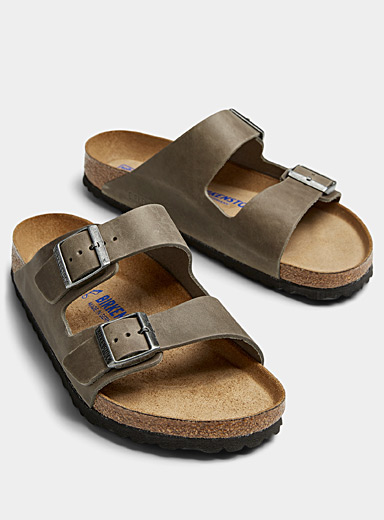 Birkenstock Grey Arizona steel grey soft sandals Men for men