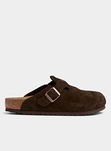 Birkenstock: La mule Boston souple su&egrave;de chocolat Homme Brun pour homme