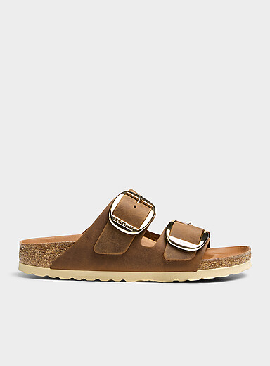 La sandale Arizona cuir huil&eacute; brun Femme