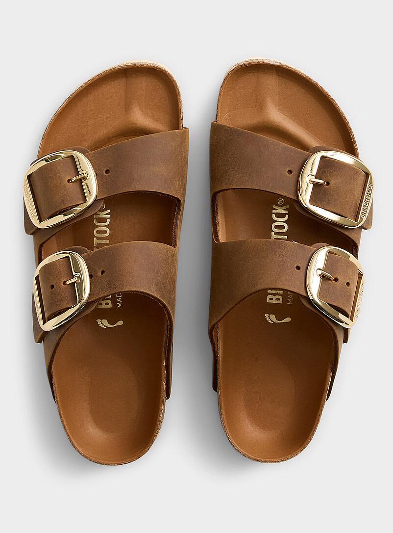 Brown oiled leather Arizona sandals Women product image 2