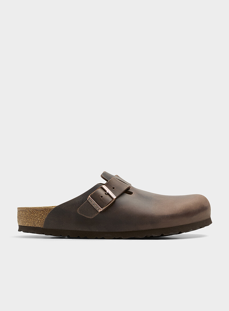 Boston brown oiled leather mules Men product image (primary)