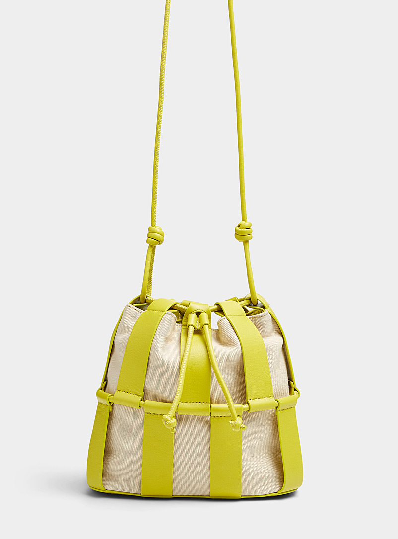 Hereu Patterned Yellow Llinera striped bucket bag for women