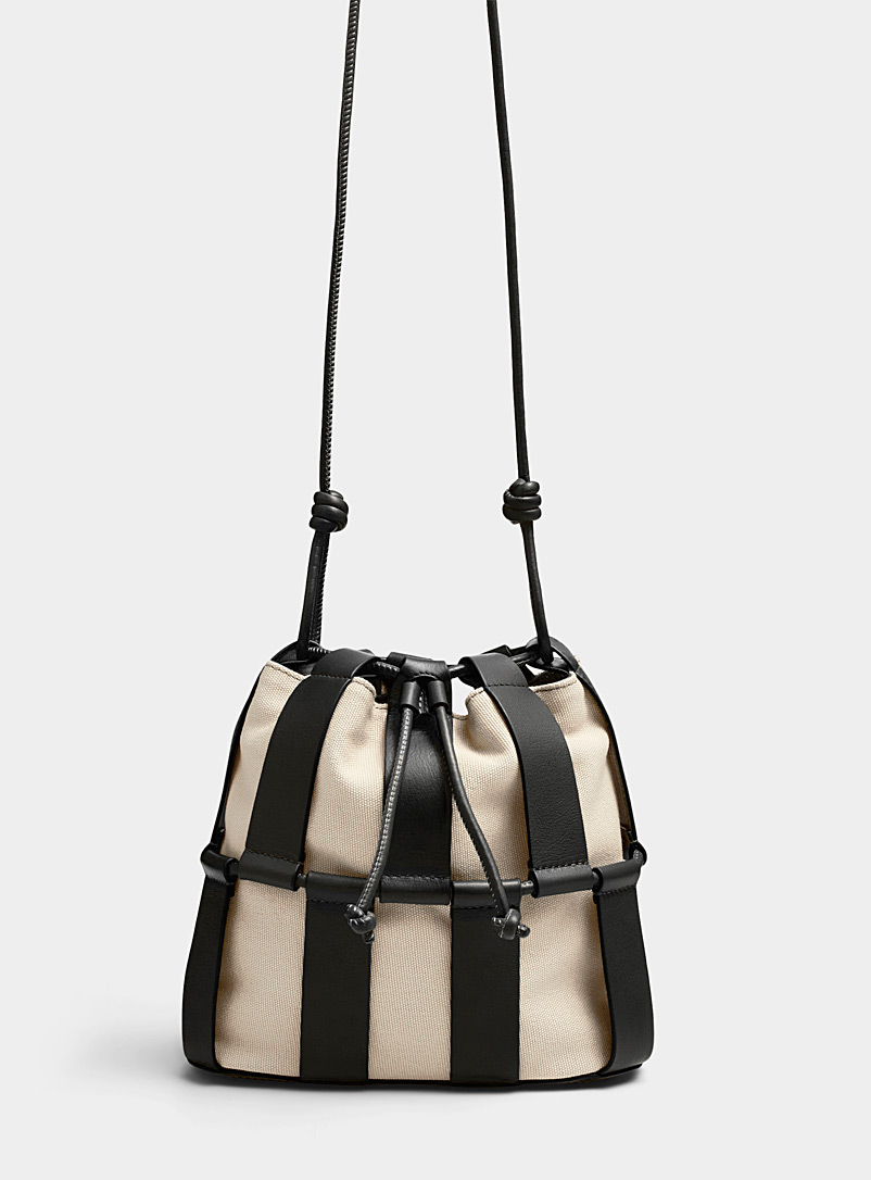 Hereu Patterned Black Llinera striped bucket bag for women
