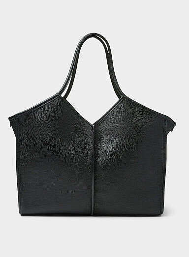 Calella black leather tote bag
