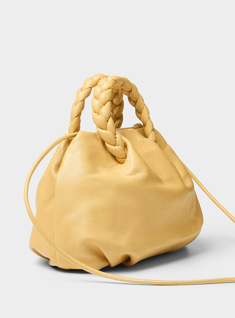 Hereu: Le sac cuir anses natt&eacute;es Bombon jaune Jaune tournesol pour femme