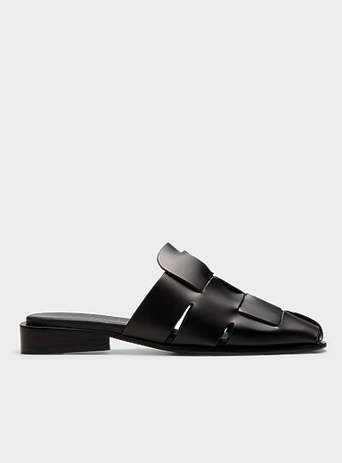 Coraia basket-weave leather mules Women