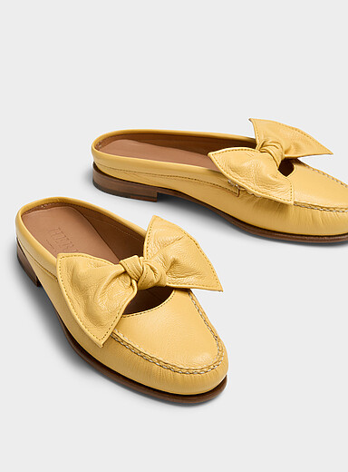 Corbati buckled yellow leather mules Women