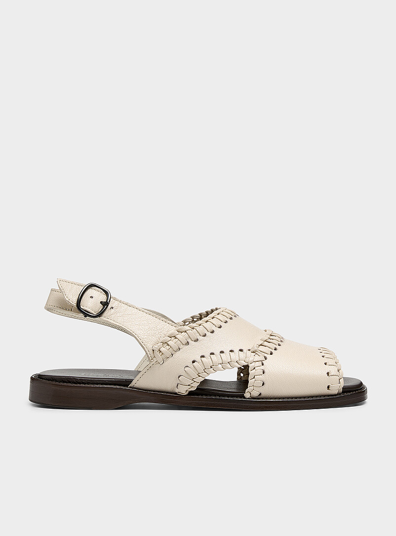 Sastre Braided Cream-Coloured Leather Sandals Women