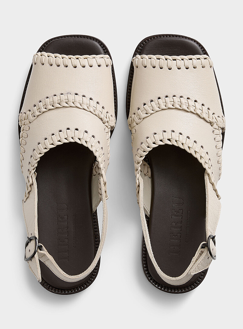 Sastre braided cream-coloured leather sandals Women product image 2