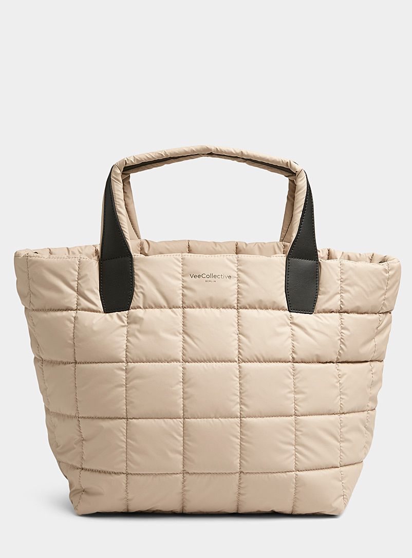VeeCollective Cream Beige Porter quilted tote for women