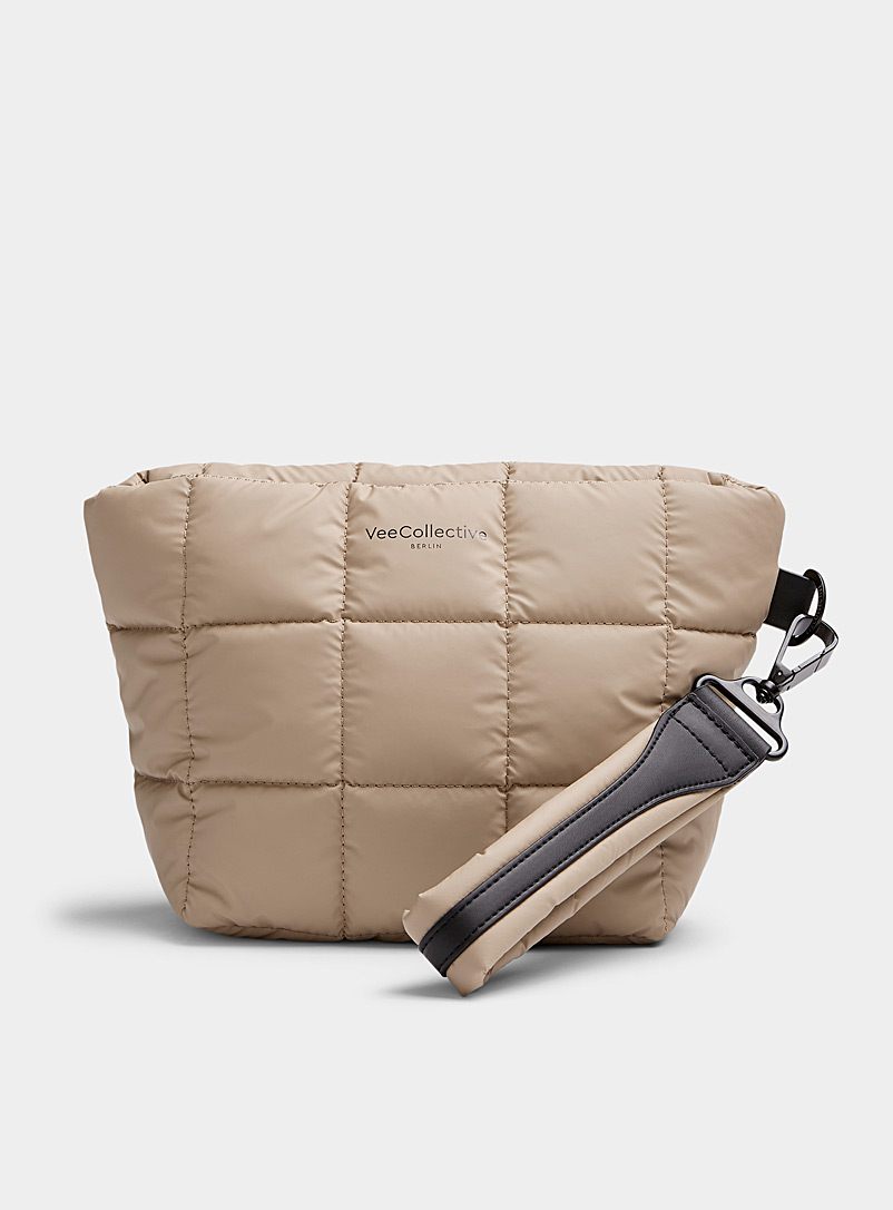 VeeCollective Cream Beige Small Porter quilted bag for women