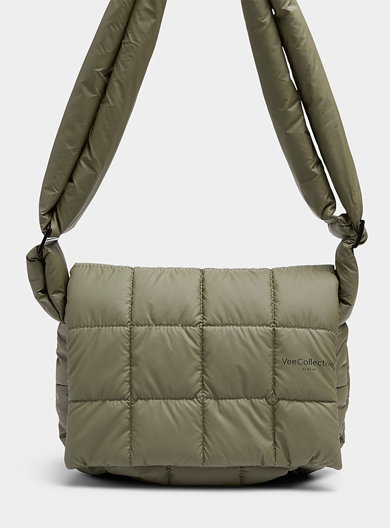 VeeCollective Khaki Porter quilted shoulder bag for women