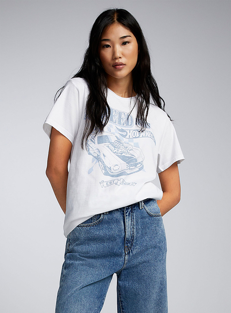 Twik: Le t-shirt effet délavé Hot Wheels Blanc pour femme