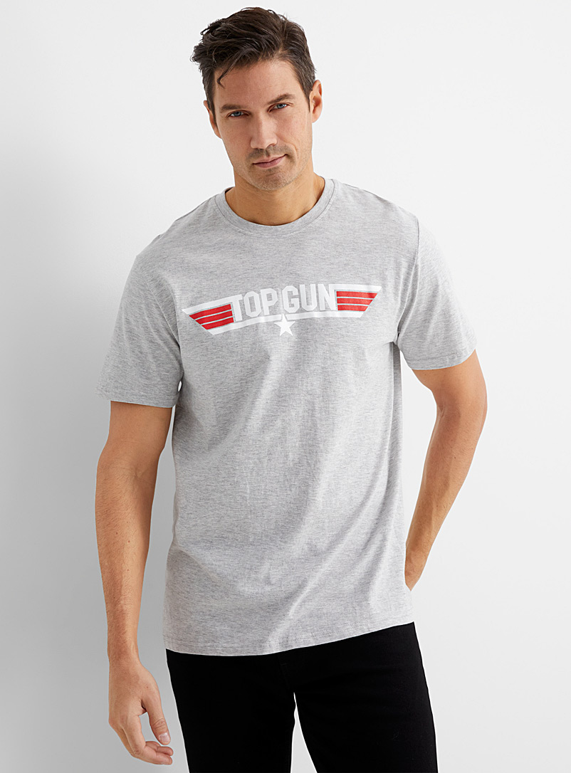 Le 31 Grey Top Gun T-shirt for men