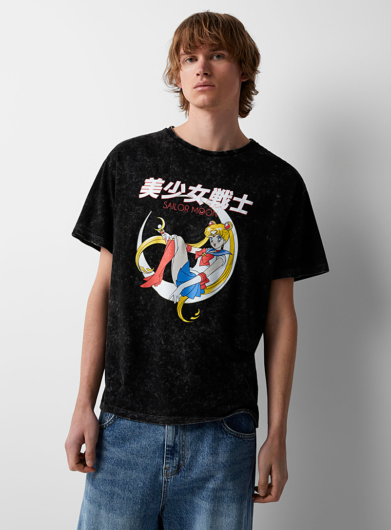 Djab Black Sailor Moon faded T-shirt for men