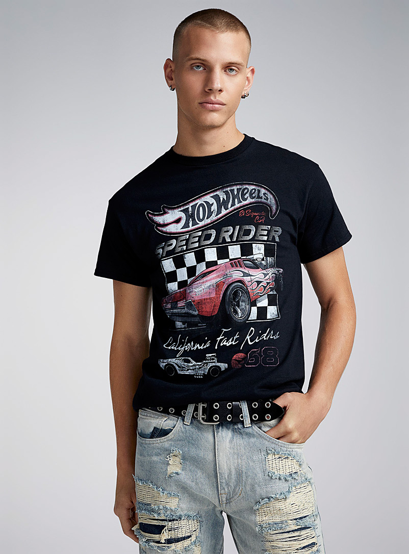 Djab Black Graphic car racing T-shirt for men