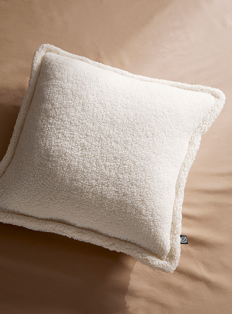 Simons Maison Ivory White Plain sherpa cushion 45 x 45 cm