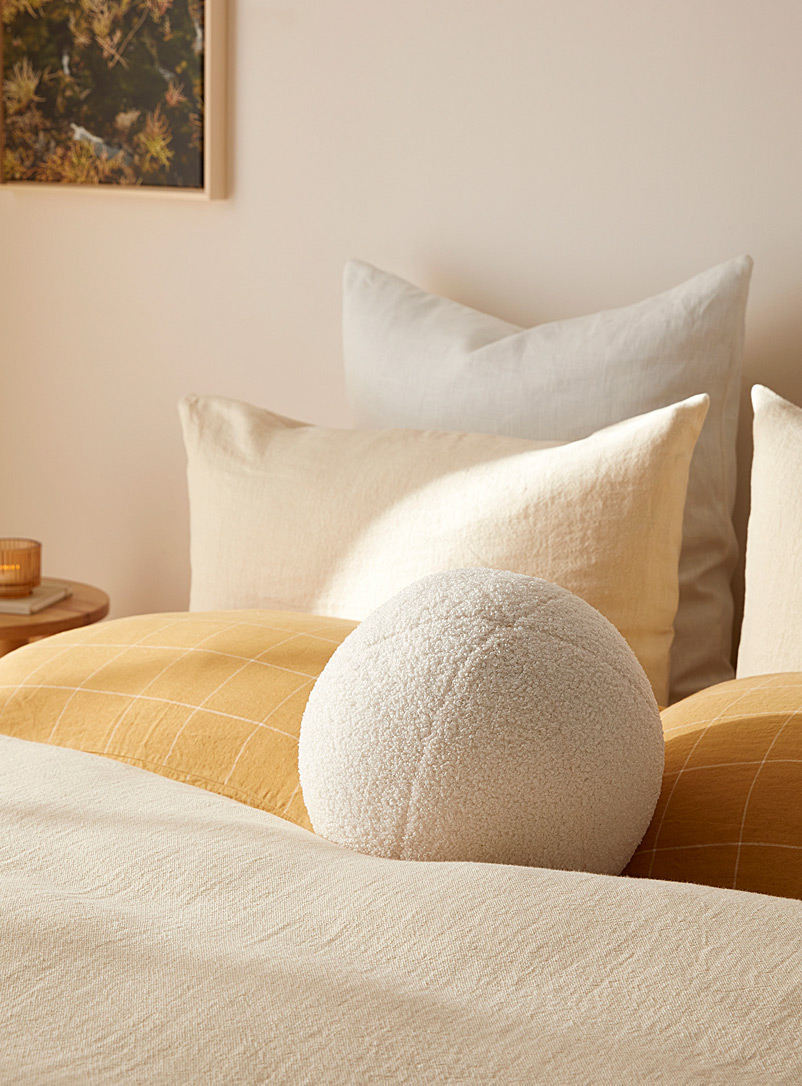 Simons Maison Off White Ball-shaped sherpa cushion 35 cm in diameter