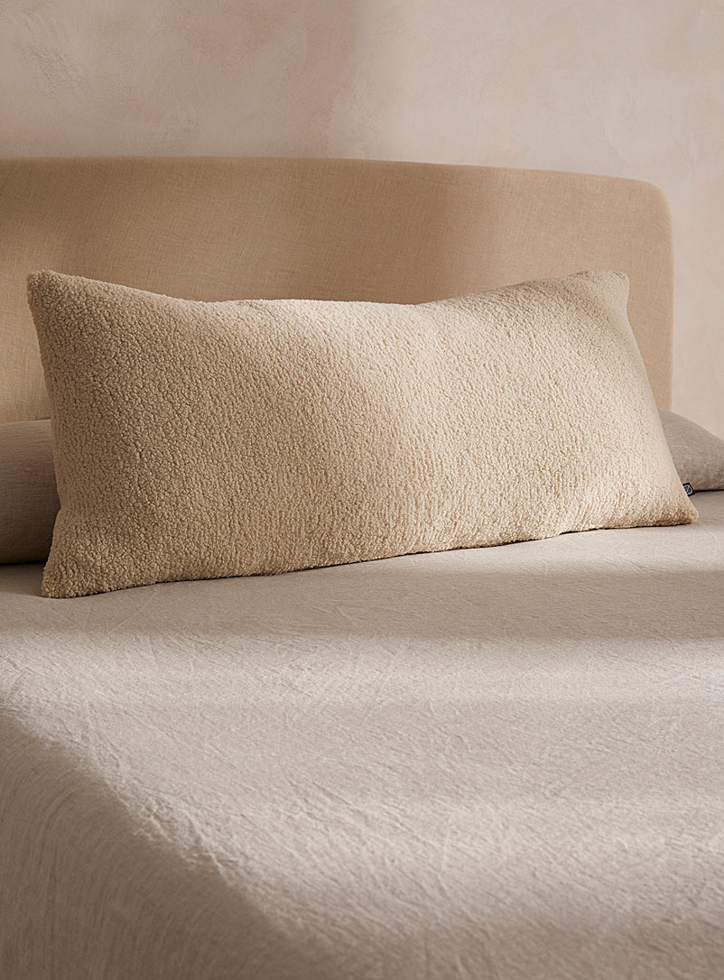Simons Maison Cream Beige Plain sherpa body cushion 40 x 100 cm