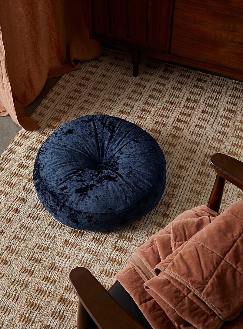 Simons Maison Marine Blue Round velvet floor cushion
