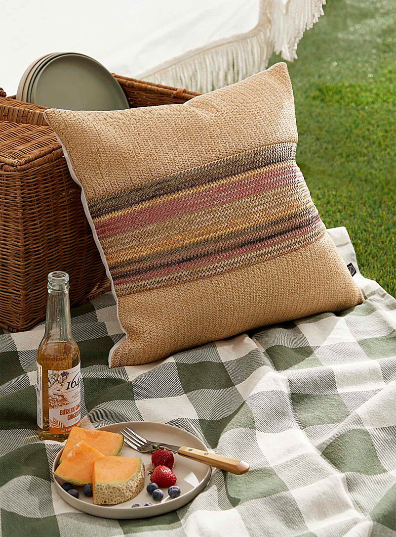 Simons Maison Ecru/Linen Natural stripes outdoor cushion 45 x 45 cm