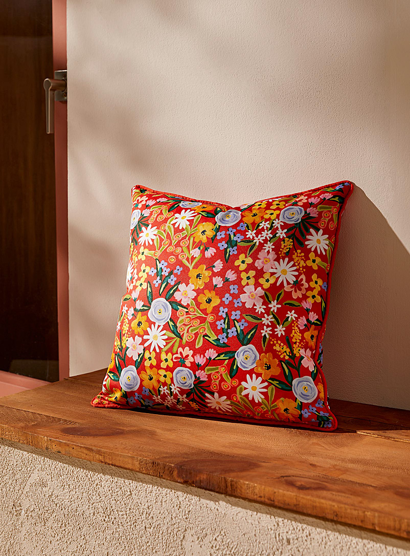 Simons Maison Patterned Red Colourful bouquet outdoor cushion 45 x 45 cm