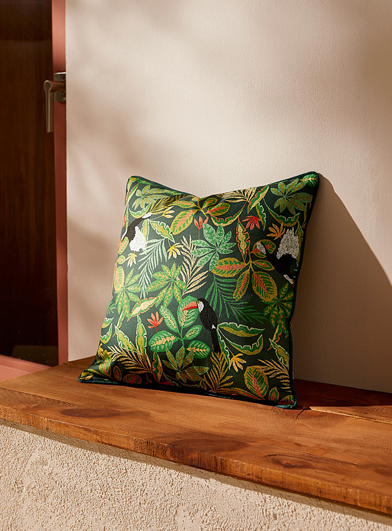 Simons Maison: Le coussin d'extérieur toucans 45 x 45 cm Vert à motifs