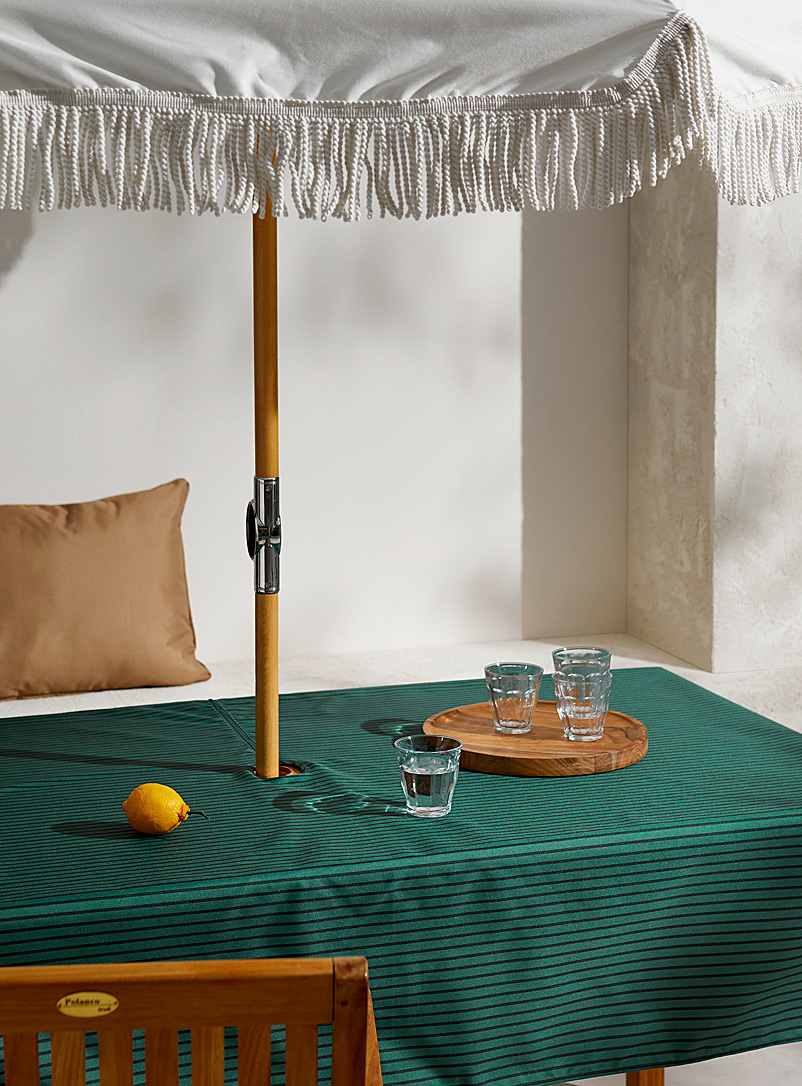 Simons Maison: La nappe pour parasol rayures vertes Vert à motifs