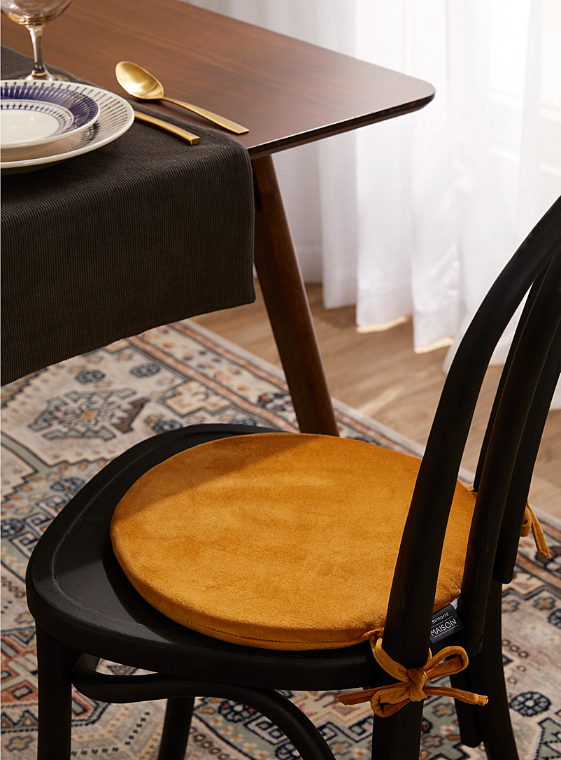 Simons Maison Dark Yellow Luxurious velvet chair cushion 35 cm