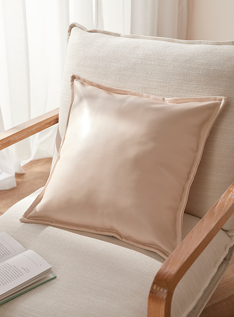 Simons Maison Cream Beige Solid faux-leather cushion 45 x 45 cm