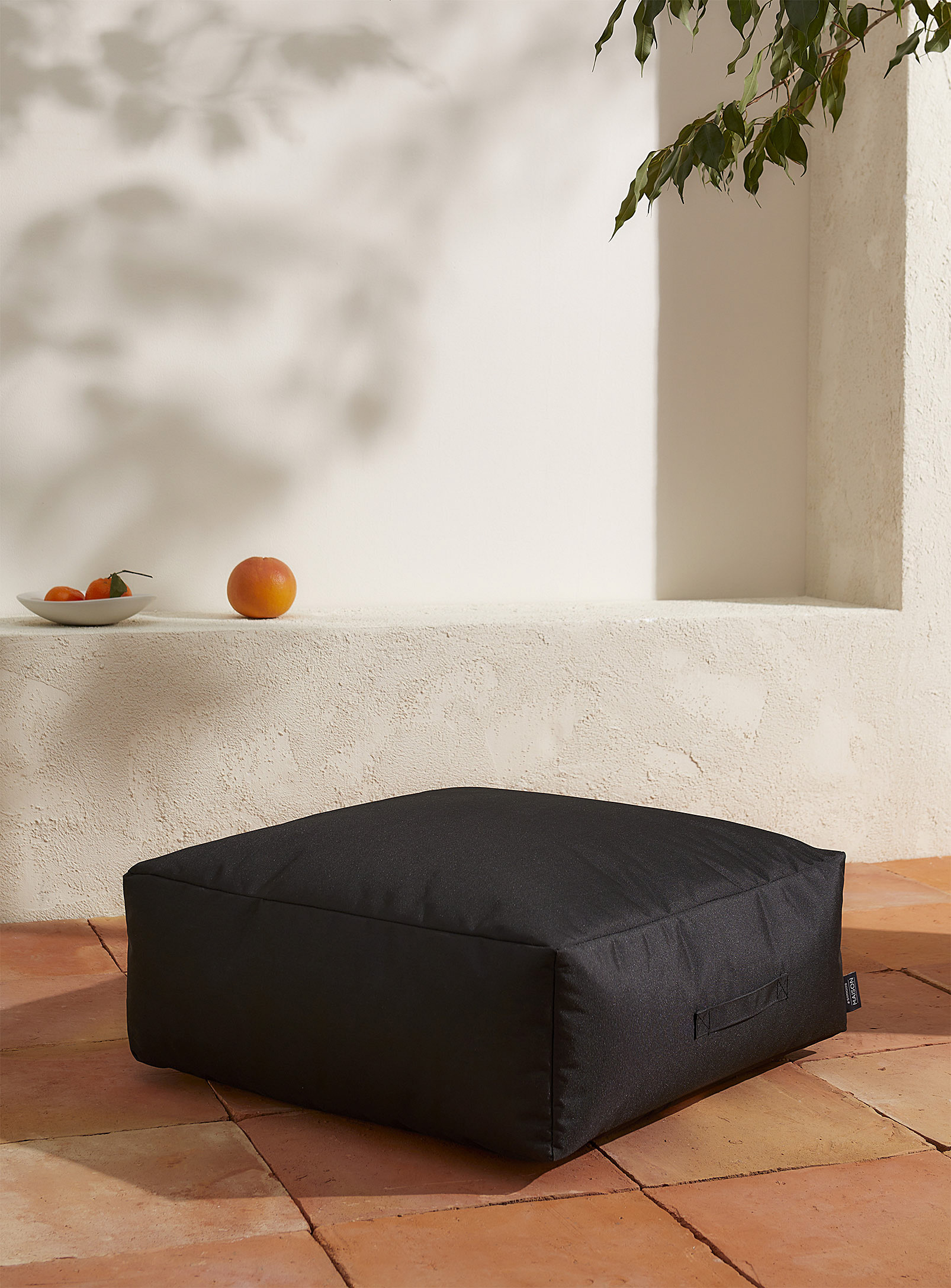 Simons Maison Monochromatic Outdoor Floor Cushion In Black