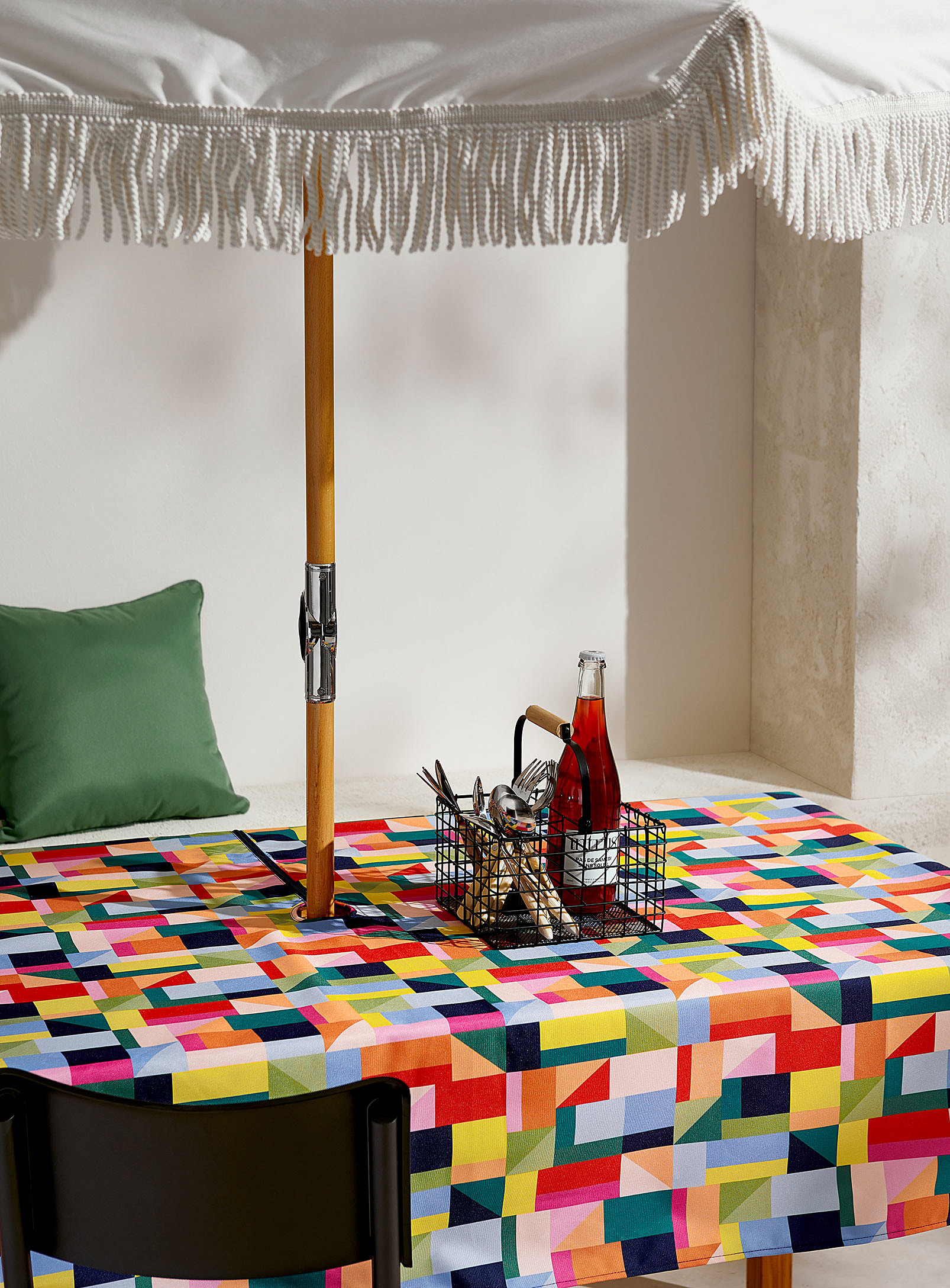 Simons Maison - Multicoloured geometry umbrella tablecloth