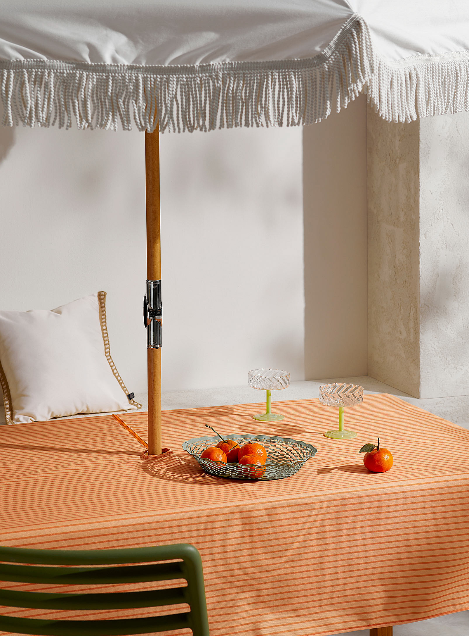 Simons Maison Orange Stripes Umbrella Tablecloth In Patterned Orange