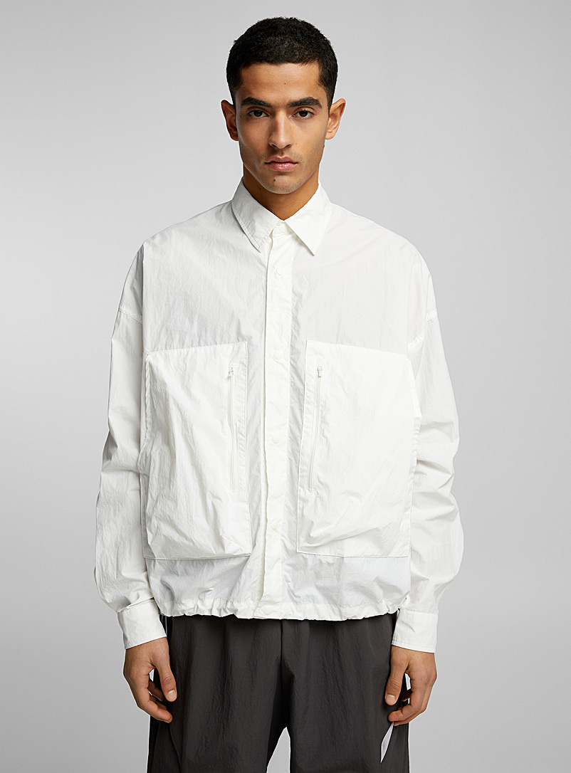 Le 31 White Loose nylon shirt for men