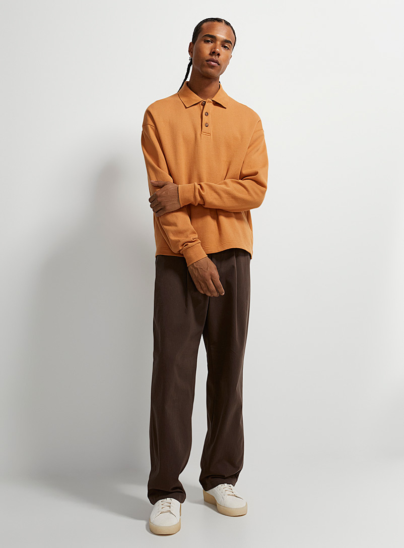 Le 31 Brown Wide-leg twill pant for men