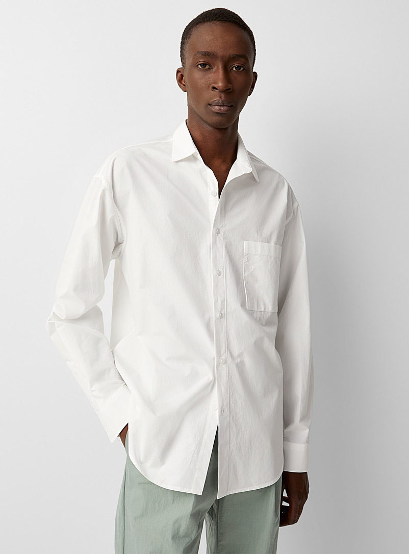 Le 31 White Oversized solid shirt for men
