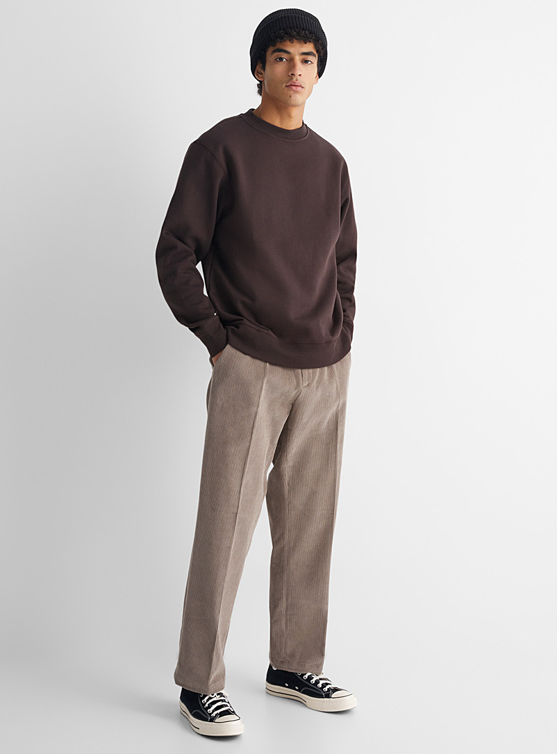 Le 31 Dark Brown Comfort-waist corduroy pant Straight fit for men
