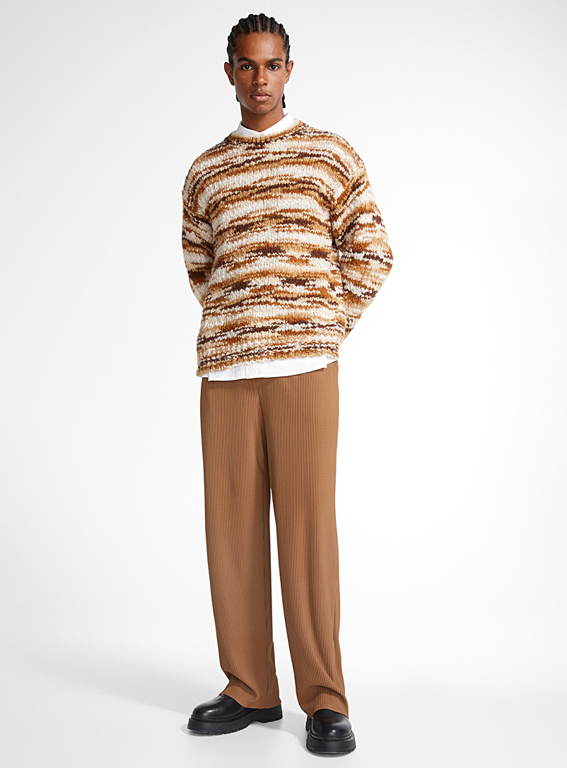 Le 31 Brown Soft ribbed pant for men