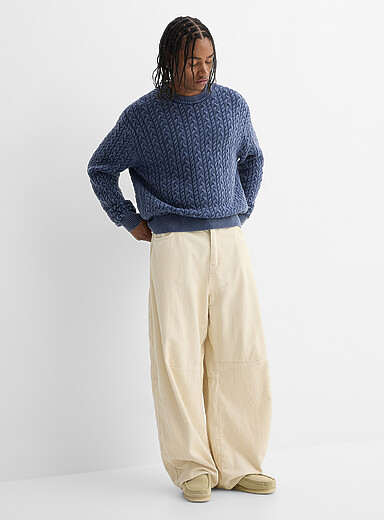 Djab: Le pantalon baggy velours c&ocirc;tel&eacute; Coupe ballon <b>Importation de S&eacute;oul</b> Blanc cass&eacute; pour homme