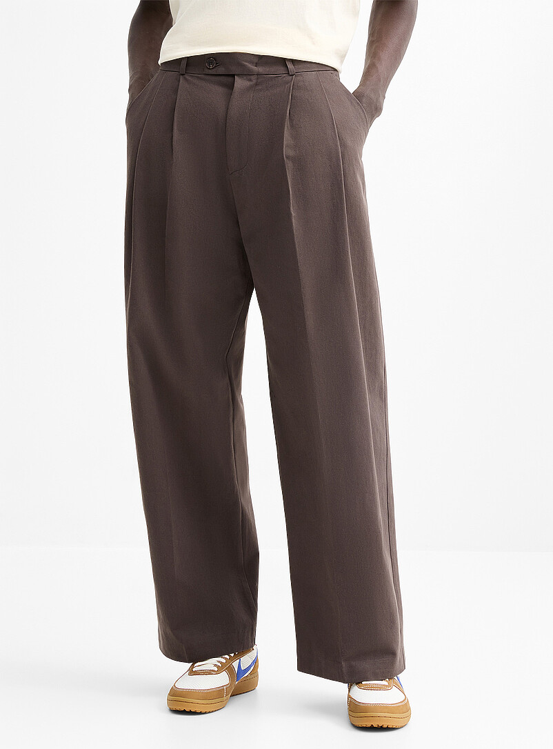 Djab: Le chino baggy double pli Coupe ample <b>Importation de S&eacute;oul</b> Chocolat - Espresso pour homme