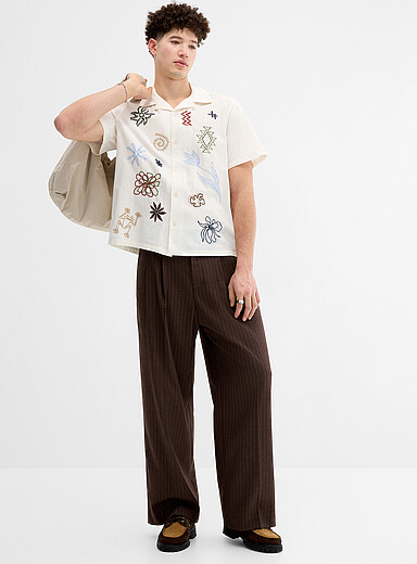 Chalk-stripe pleated wide pant Loose fit <b>Imported from Seoul</b>
