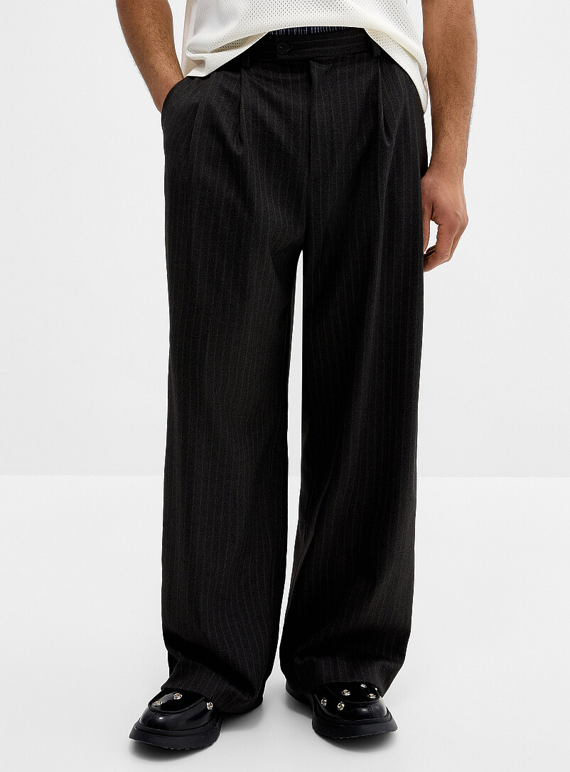 Djab Brown Chalk-stripe pleated wide pant Loose fit <b>Imported from Seoul</b> for men