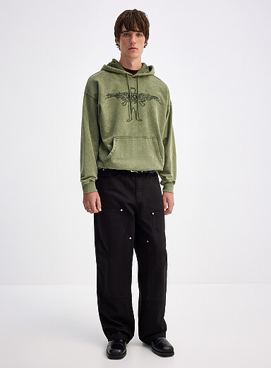 Djab Black Double-knee carpenter pant <b>Loose fit</b> <b>Imported from Seoul</b> for men
