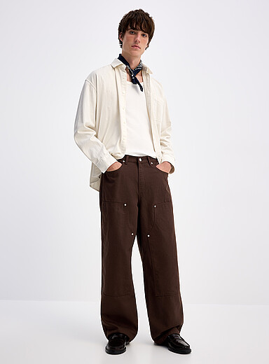 Le pantalon menuisier genoux doubles Coupe ample <b>Importation de S&eacute;oul</b>