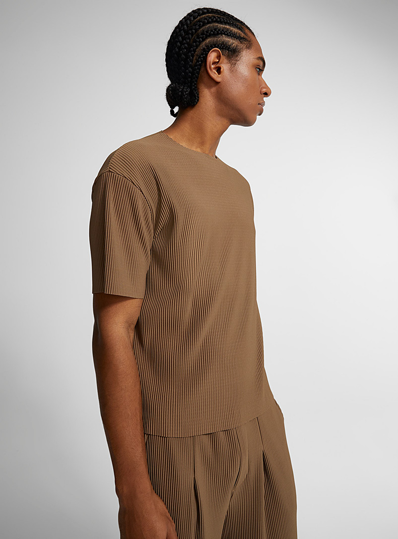 Le 31 Brown Soft ribbed T-shirt for men