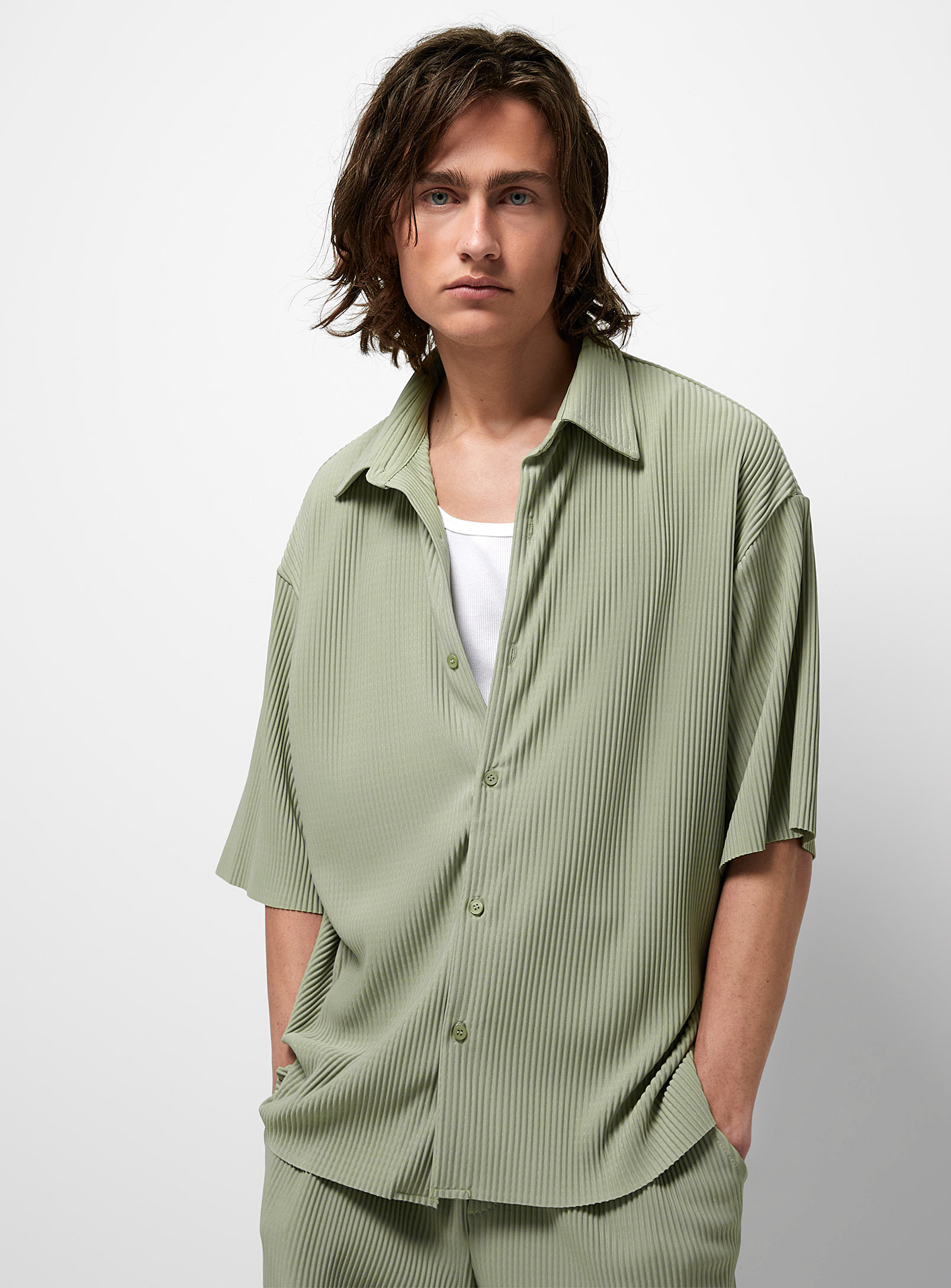 Le 31 Soft Ribbed Shirt In Emerald/kelly Green