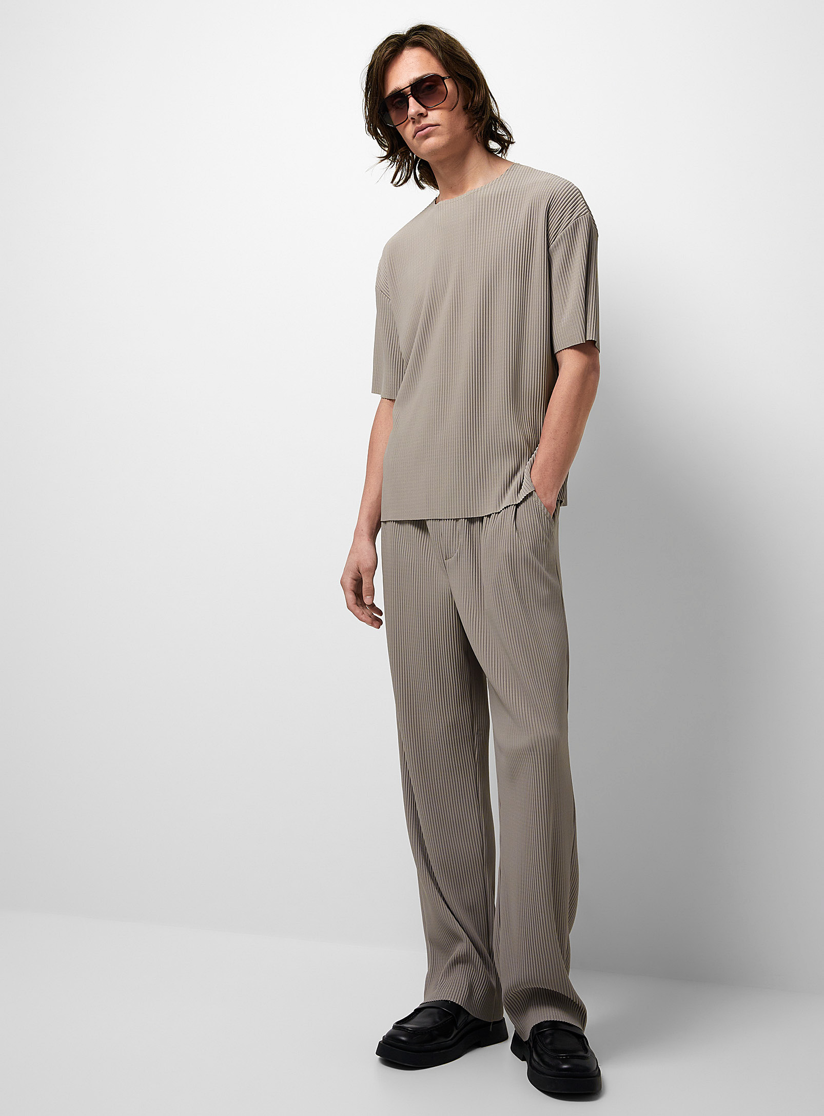 Le 31 Soft Ribbed Pant In Taupe