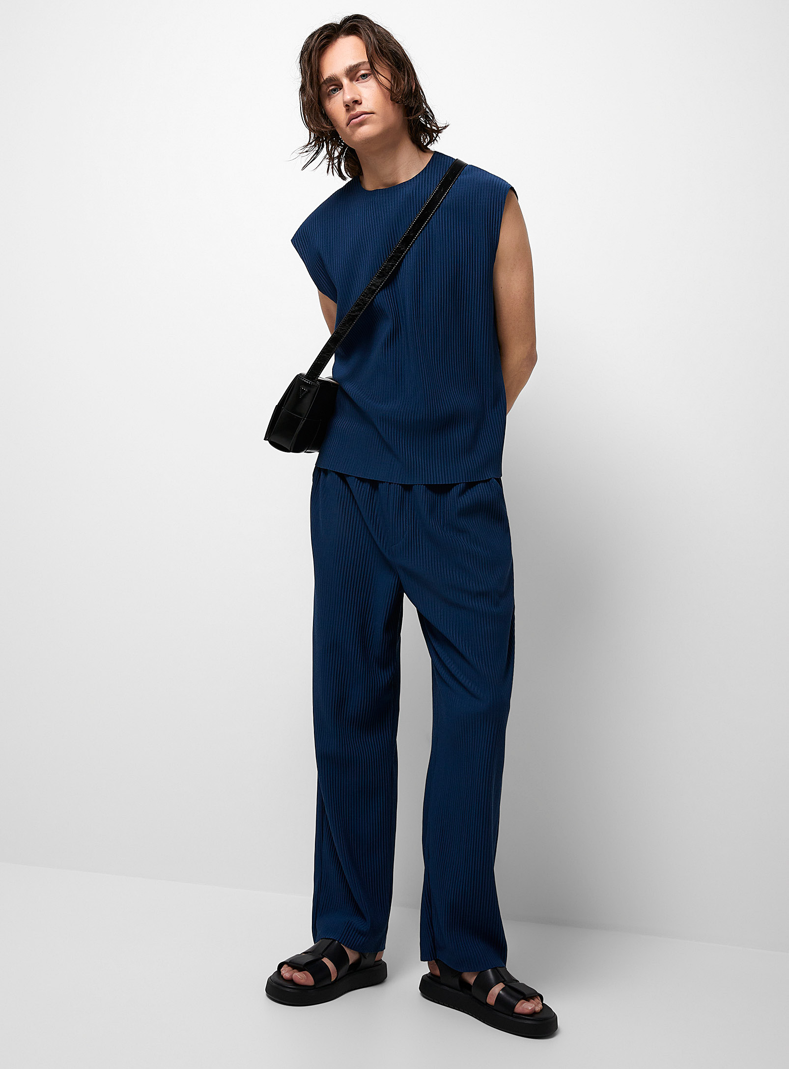 Le 31 Soft Ribbed Pant In Navy/midnight Blue